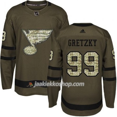 Miehille NHL St. Louis Blues Pelipaita Wayne Gretzky 99 Adidas 2017-2018 Camo Vihreä Authentic